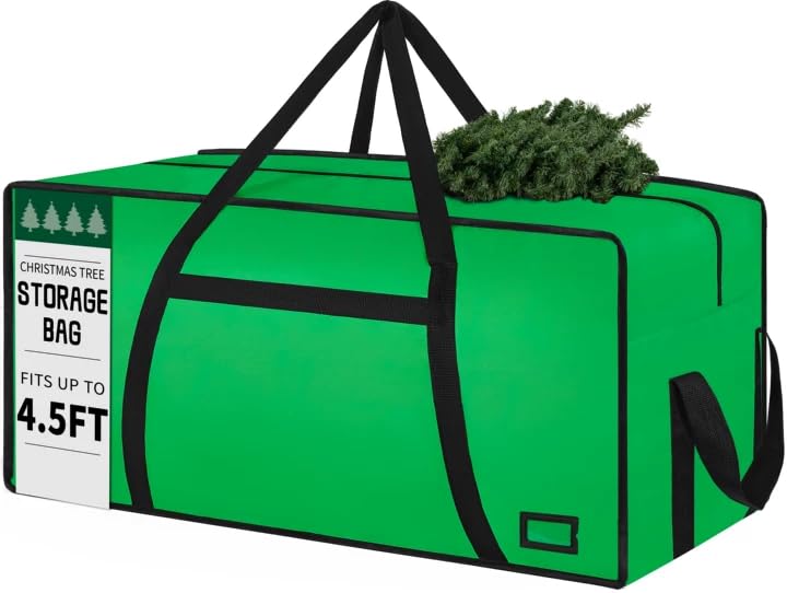 Image of 3FT /4FT /4.5 FT Christmas Tree Storage Bag, Heavy Duty Christmas Tree Bag with Reinforced Handles and Dual Zippers Wide Opening, Large Capacity fits for Artificial Christmas Tree, Green