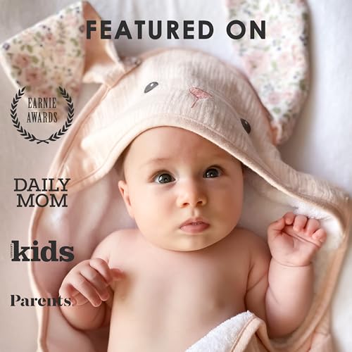 Image of Petit Bunny Terry Muslin Baby Towel and Washcloth Set by Mon Ami