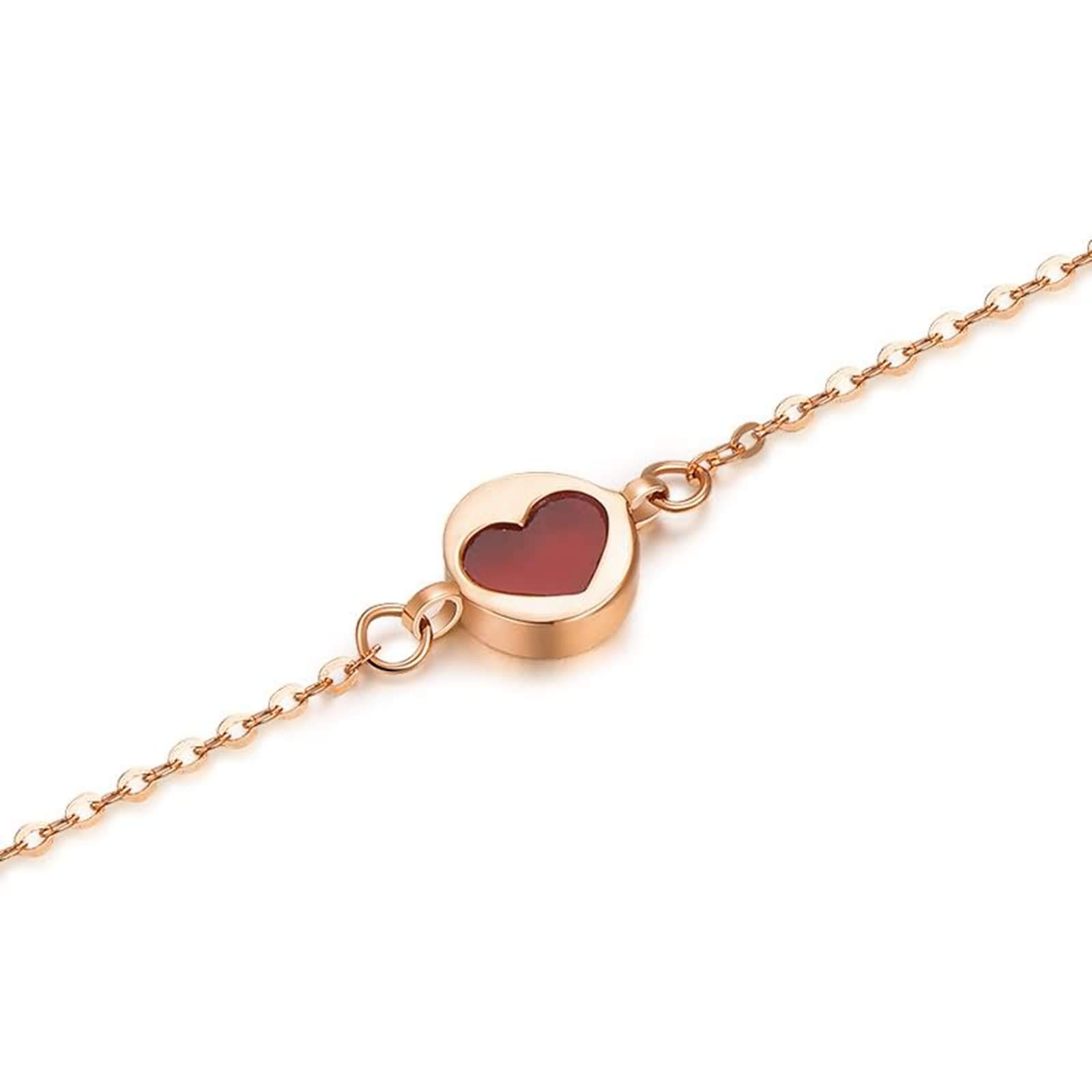 Pulsera con Dije de corazón para Mujer en Oro Rosa de 18 Quilates