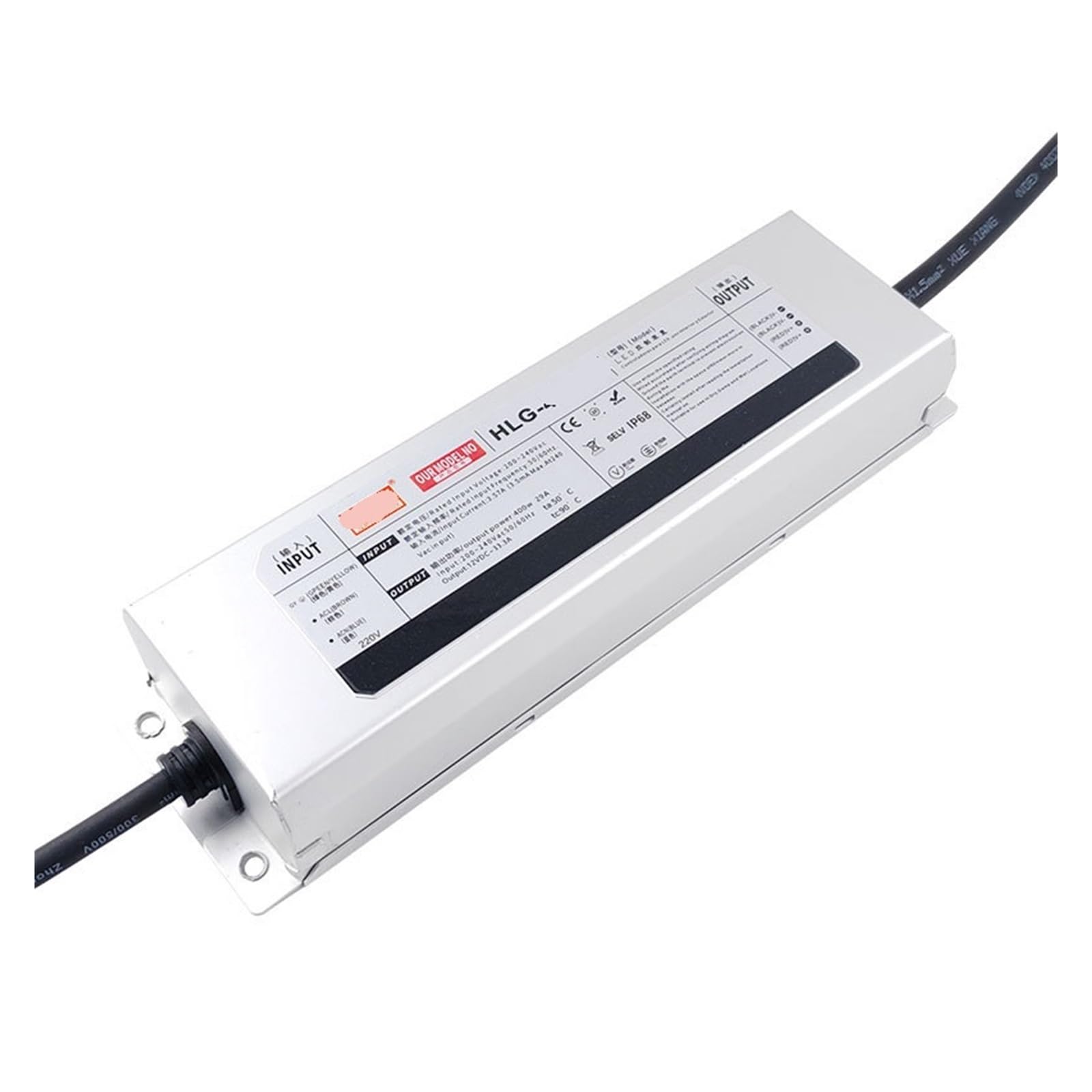 Alimentation étanche LPV/HLG-350W-12V aux normes de sécurité exigeantes