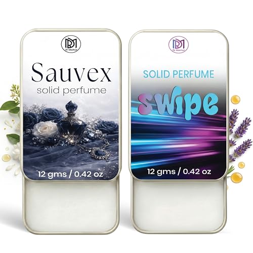 Image of Dr.Mashur Solid Perfume |Swipe&Sauvex Alcohol Free Wax Perfume Balm, Long Lasting | Pocket Tin 12g, Pack Of 2| Non Greasy Smooth Glide, Travel Friendly Men And Women