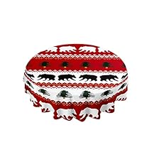 Hixingo Nappe De Noel Pour Table Ronde, Motif Plaid Rouge