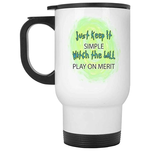 Funny Gift Cricket Fan's Gift, Ideal Present for Grandparents - Merit-based Attitude, Keep It Simple and Just Watch the Ball on Large 14 Oz White