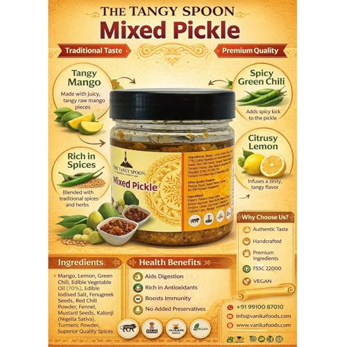 Image of The Tangy Spoon Mixed Pickle 400g | Mix Veg Achar | Spicy & Tangy Indian Mixed Achar | Mango Lime Chilli Ginger Carrot Pickle | Traditional Homemade Style Achaar | Grandmother Swad I