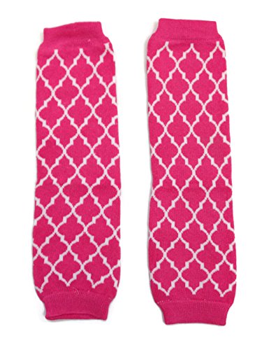 KWC - Quatrefoil Four Leaves Baby Leg Warmer/ Leggings (Quattuor) (One Size, Hot Pink & White Frame)