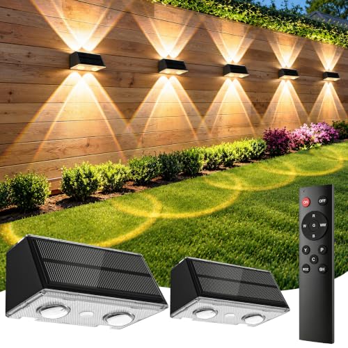 Cybrasc Solar Fence Lights Outdoor with Remote Control, 2 Pack, 100LM - image 1