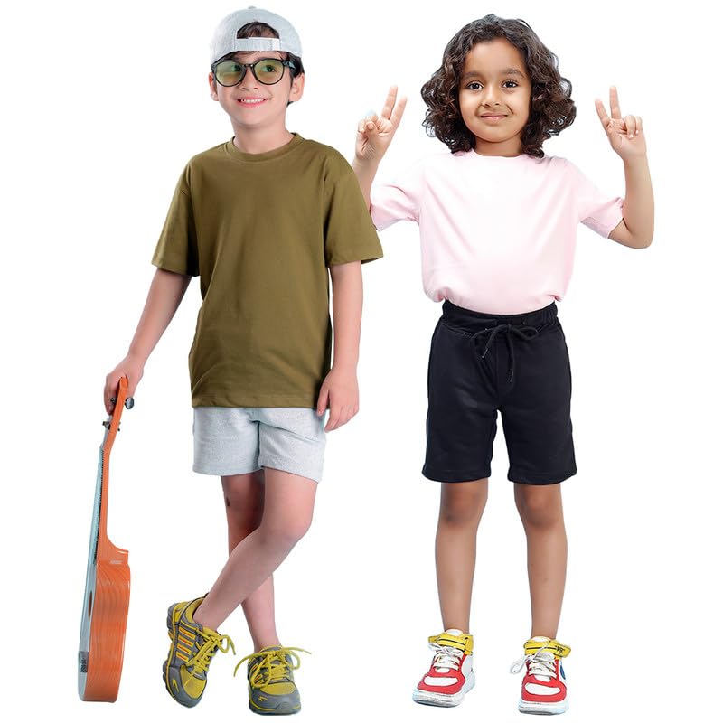 Image of Nusyl Solid & Printed Cotton Blend Shorts for Boys | Comfortable Casual Shorts | Soft Breathable Fabric with Elastic Waistband | Relaxed Fit | 2-16 Years | Multiple Colors