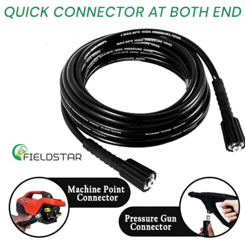 Image of Fieldstar 8 Meter High-Pressure Washer Hose Pipe for Car Washer - Upto 5800 PS | Compatible with STARQ, VANTRO, AIMEX, SHAKTI, GAOCHENG | Heavy Duty - Black