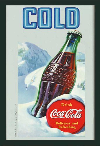 Dimensioni: circa 20 x 30 Empire 537225 Coca Cola Kalt - Quadro su Vetro Stampato con Cornice in plastica Effetto Legno - Misura 20 x 30 cm