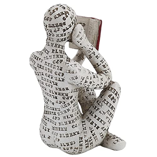 Jeanoko Woman Figurine,Resin Reading Figure Resin Abstract Thinker Sculpture,Innovative Lady Reading Pulp Molding Lady Reading Ornaments Bookshelf Ornaments For Home Decorationdaily decoration - Image 4