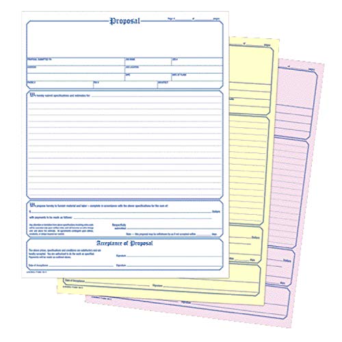 adams contractor39s proposal forms 85 x 1144 inch 3-part carbonless 50-pack white canary and pink nc3819
