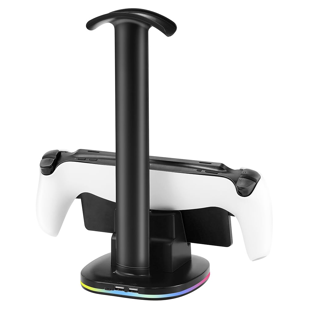 Stacja dokująca do ładowania RGB z portalem USB i stojakiem na słuchawki do portalu stacji