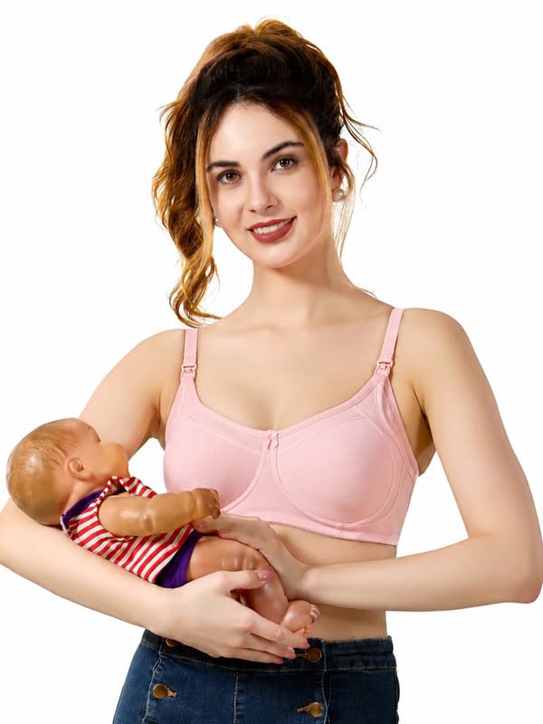 Image of CLOUD SOFT Maternity Nursing Bra for Women | Non-Padded Breastfeeding Bra with Feeding Pads | Comfortable Lift & Support | Soft Cotton Pregnancy & Feeding Bra - (CS08)