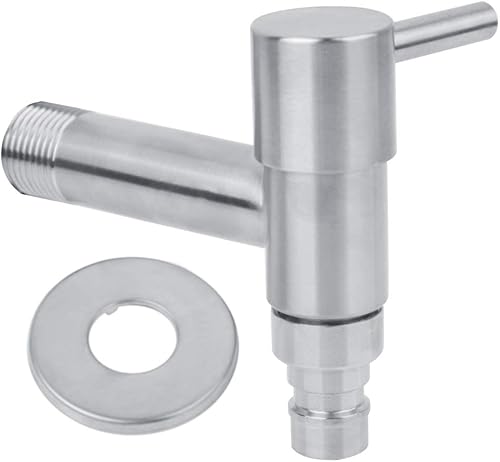 Fdit Grifo para fregadero, lavadora de acero inoxidable de G1/2 pulgadas, grifo de agua montado en la pared, fregona para piscina, grifo frío