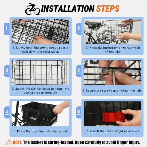 Wdmiya Bike Basket Rear, Foldable Ebike Rear Basket, 15.8" x 11.0" x 8.7" by Wdmiya - Used condition - Image 9