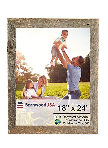 BarnwoodUSA | Farmhouse 18x24 Picture Frame | 1 1/2 inch Molding | 100% Reclaimed Wood | Rustic | Natural Weathered Gray