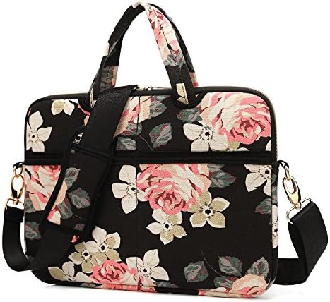 KAYOND Watercolor Orchid Patten Canvas Laptop Shoulder Messenger Bag Case Sleeve for 15-15.6Inch Laptop and Macbook Pro 15.4 (15-15.6 inch, Watercolor Orchid)