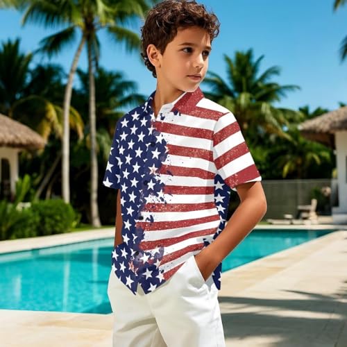 Upetstory Kids Button Down Shirt for Boys Size 1-16 Years Old Hawaiian Shirts3