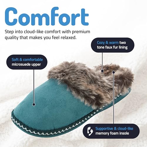 Floopi House Slippers for Women, Aztec Fur Lined Clog Womens Slippers Cozy Memory Foam with Indoor and Outdoor Anti Skid Sole2