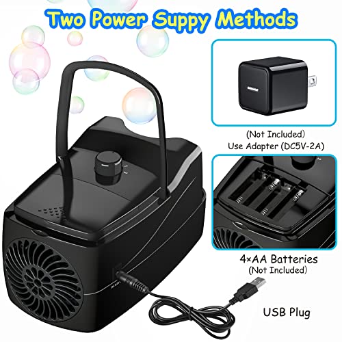 Bubble Machine,Automatic Bubble Blower Portable Electronics Bubble Maker For Kids With 2 Speeds,8000+ Bubbles Per Minute, Plug-In Or Batteries Bubbles Toy For Outdoor/Indoor Party Birthday (Black) #TOP3