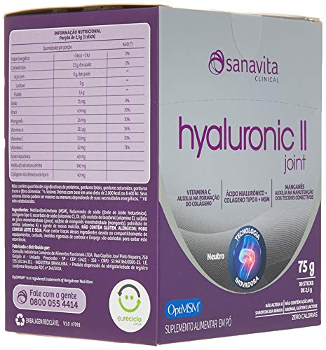 Hyaluronic II Joint - 30 Sticks de 2, 5g Neutro - Sanavita, Sanavita