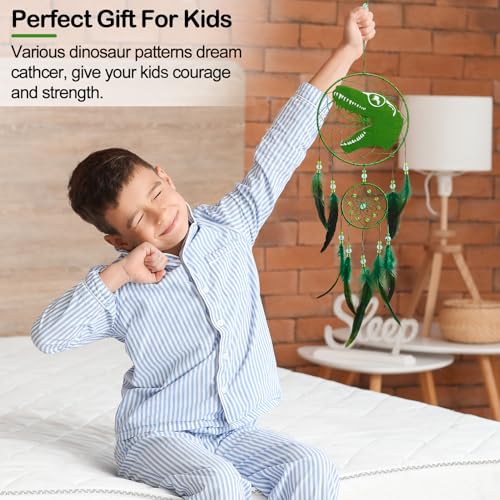 MHJY Dream Catcher for Kids Cute Dreamcatchers with Dinosaur Purely Large Handmade Bedroom Accessories Party Decorations for Girls Boys Wall Hanging - Image 2