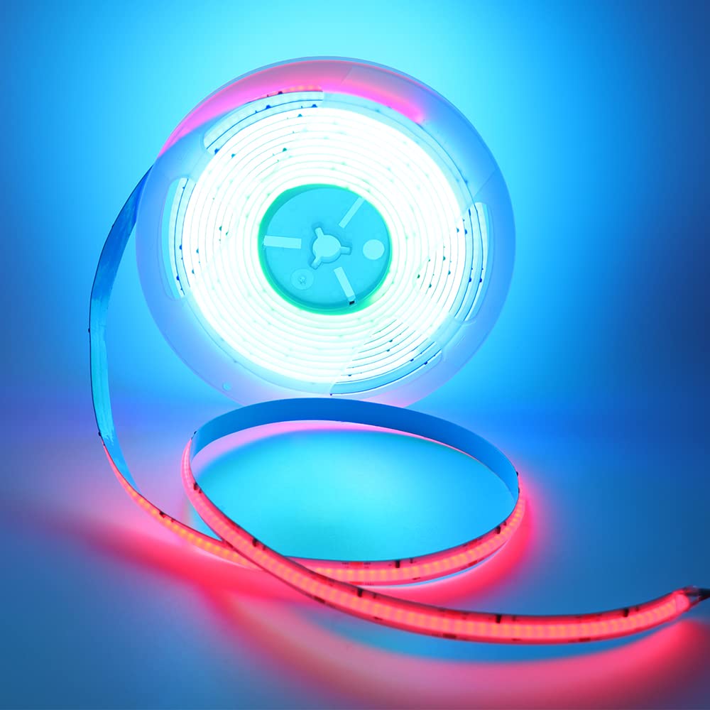 Striscia LED COB indirizzabile RGB WS2811 IC 12V con controllo APP musicale Bluetooth 5050 LED Pixel Rope Light, 720 LEDs/M Striscia LED tagliabile CRI 90+, adatta per feste fai da te[3M|RGB]