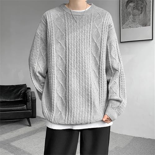 Mens Winter O-Neck Sweater Loose Knit Pullovers Solid Color Casual Knitted Sweater4