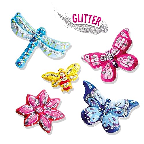 SES Creative | Gipsmodellierset Glitzerschmetterlinge | Große Form + Farbe und Glitzer | Gips schnell trocknend | Kreative Aktivität für Kinder | Leicht zu reinigen | Geschenkidee Ab 5 Jahren