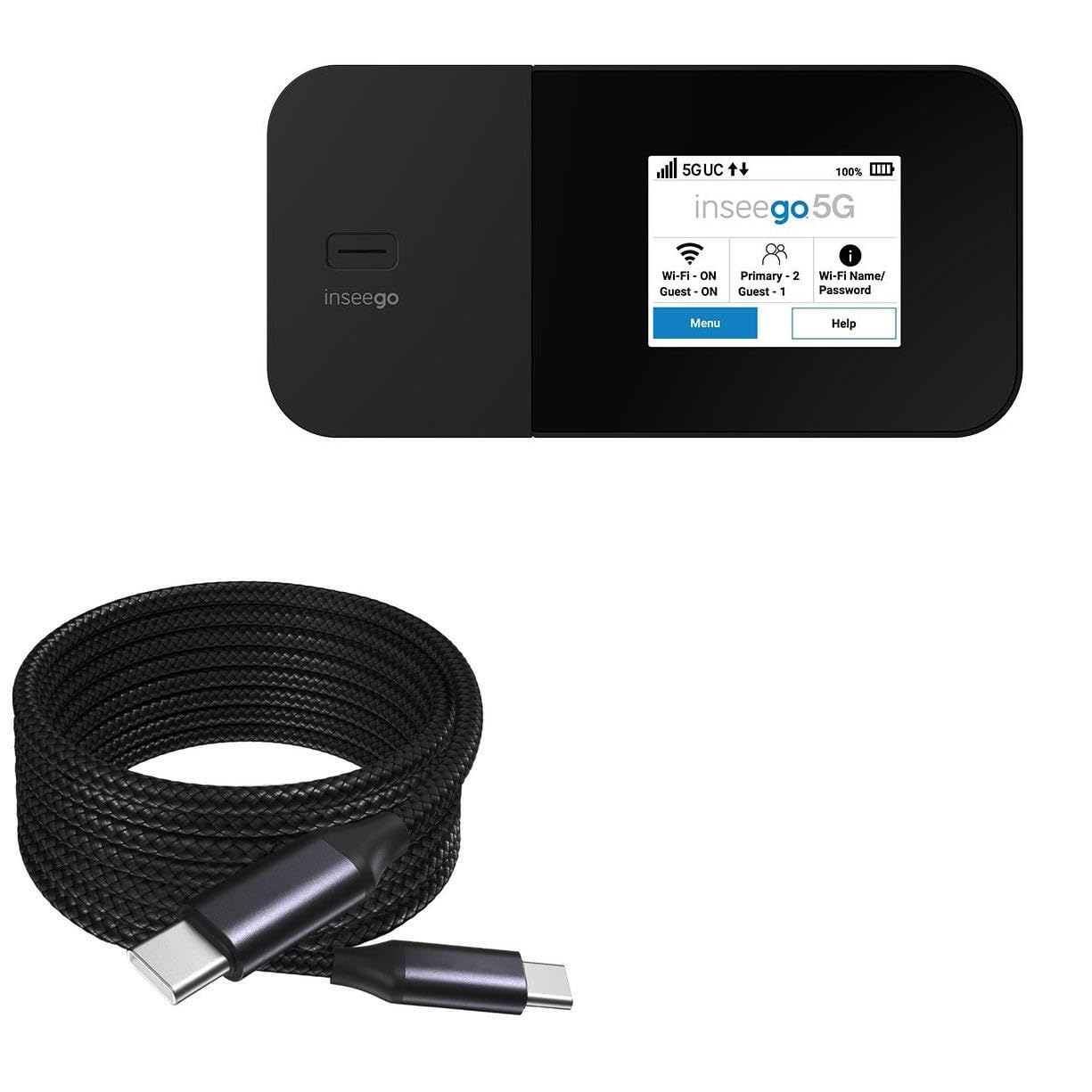 BoxWave Cable Compatible with Inseego MiFi X Pro 5G - DirectSync PD Cable (10ft) - USB-C to USB-C (100W), Long 10 Foot PD Braided Nylon Alloy Cable for Inseego MiFi X Pro 5G - Jet Black