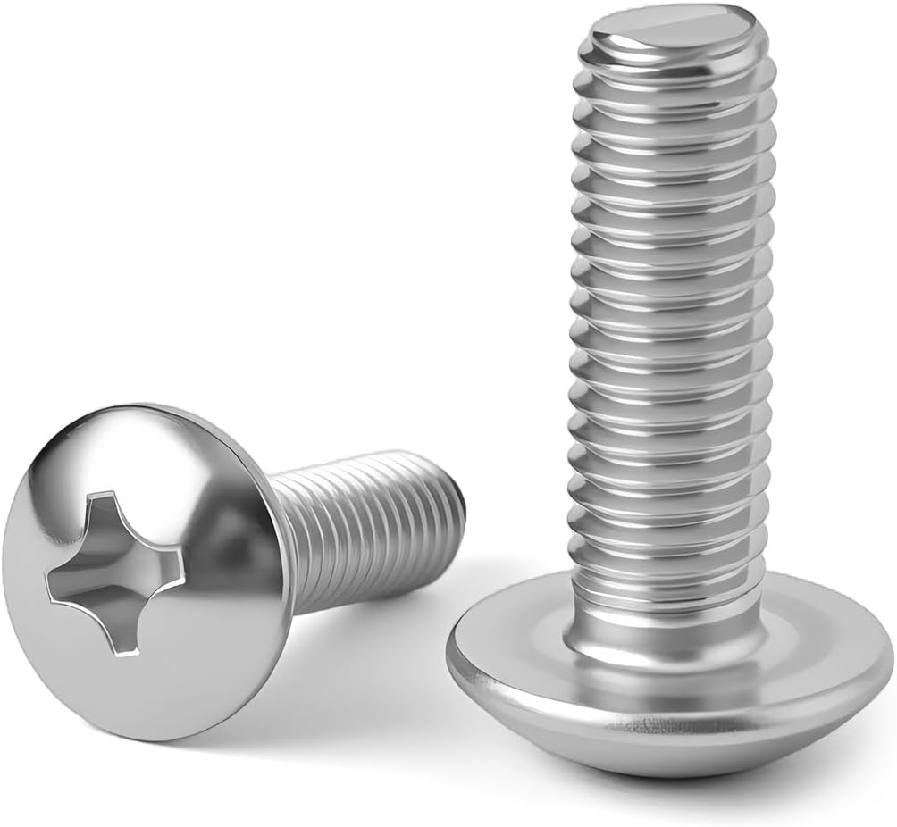 M6 x 10mm(30 Pack) Truss Head Machine Screws, Phillips Drive Metric Machine Bolts, 304 Stainless Steel (18-8), Fully Threaded, Bright Finish