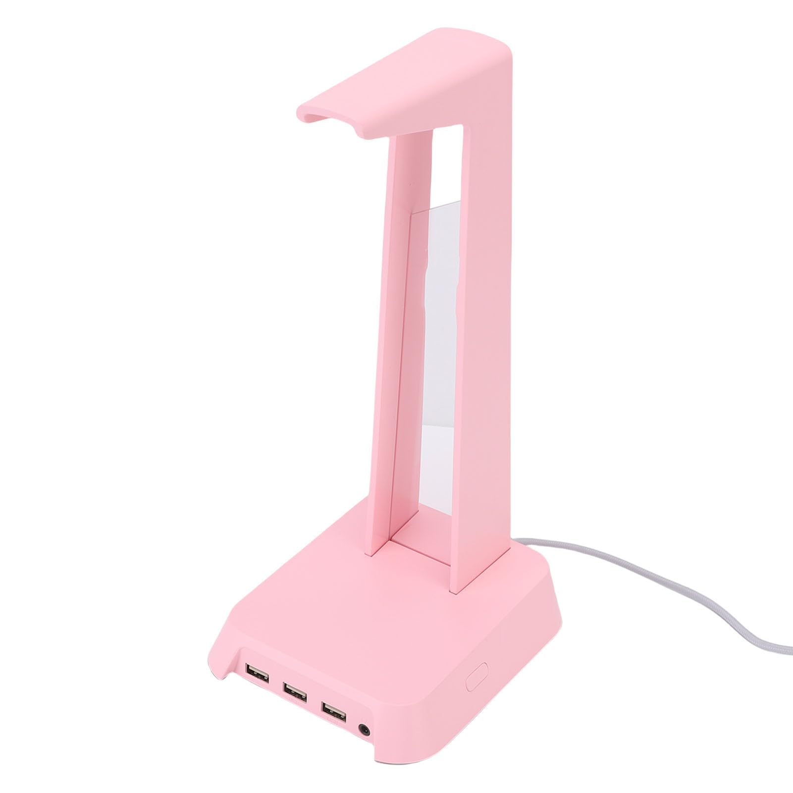 PUSOKEI Supporto per Cuffie da Gioco Multifunzionale |Porta USB Supporto per Cuffie da Scrivania con Illuminazione Colorata per la Casa (PINK)