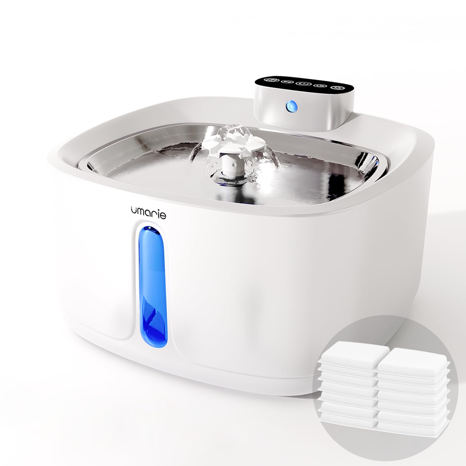 Fuente para Gatos Sin Cable con Sensor de Movimiento - 7 Filtros + 3 Esponjas - 3,2L Ultra Silenciosa (25 dB) Bebedero Gatos y Perros pequeños, Inalambrico, Batería Recargable 4000 mAh