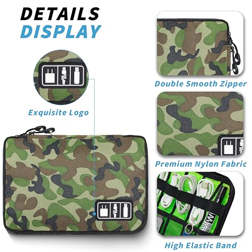 Image of Electronics Organizer,Travel Cord Organizer Pouch,Cable Organizer Bags | Travel Electronic Accessories Storage Case for Cables, Cords, Charger, Phone (CamouflageGreen)