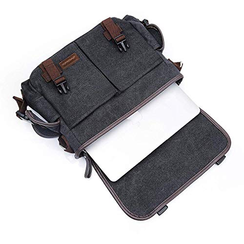 Evaduol Schoudertassen heren, van vintage canvas, premium herentas, laptoptas voor 13,3 inch laptop, schoudertas… - Afbeelding 5