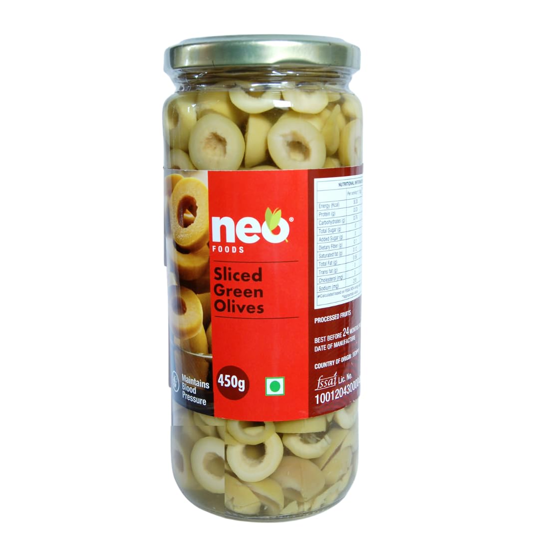 Neo Foods Sliced Black Olives 450g & Sliced Green Olives 450g Combo Pack I P2 l Low Fat Ready-to-Eat Healthy Snack, Source of Fibre l Enjoy as Topping for Pizza & Pasta (Sliced Black & SlicedGreen) 3