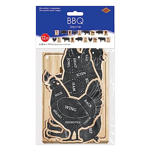 Bannière de barbecue Beistle 3,6 m décorative marron pour fête - 6