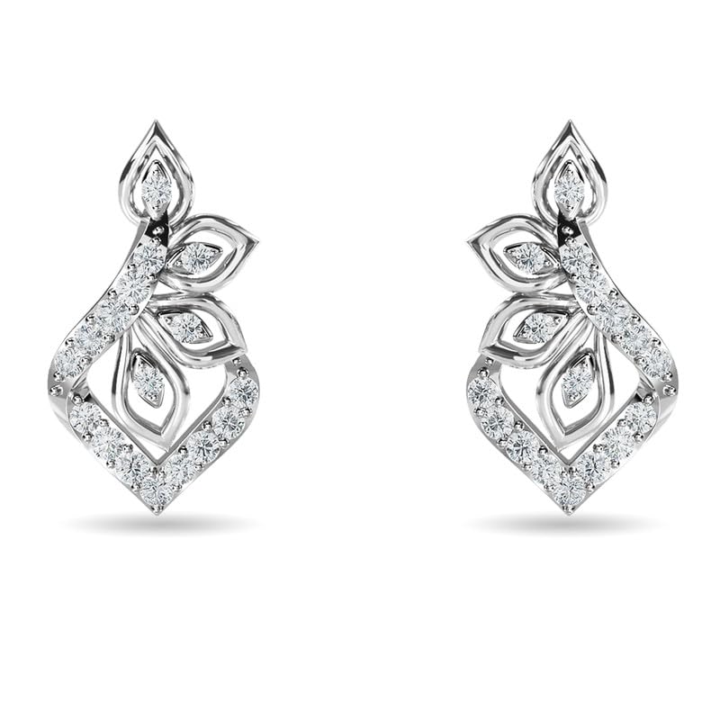 Image of KISNA JEWELS 14KT|18KT BIS Hallmark Pure Gold and Diamond Danglers Earrings For Women with Screw Back clouser