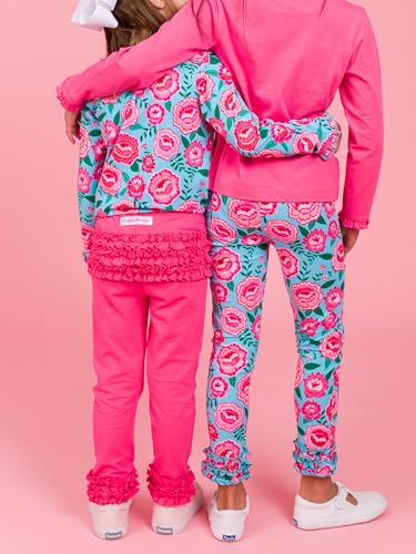 Image of RuffleButts Toddler Girl Merry & Bright Ruffle Leggings - Ankle Leggings