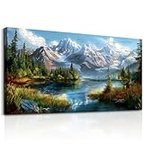 FUHAIHUA Canvas Wall Art For Living Room Wall Decor For Bedroom Modern Office Wall Decoration Mountains Rivers Landscape Painting Farmhouse Pictures Artwork Room Aesthetic Home Decor 20x40 In