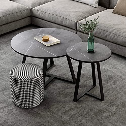 Table basse ronde de salon compacte pour aménager un petit appartement moderne