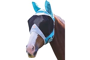 Shires Fine Mesh Horse Equine Fly Mask with Ears (Full, Teal)