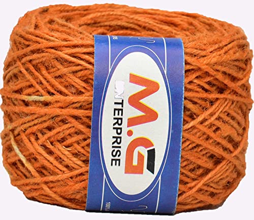 Image of M.G ENTERPRISE 3 Ply /Twisted Macrame Jute Cord /Dori Thread Orange 50 mtr for Macrame DIY, Craft Work,Plant Hanger Ropes etc-H Art-ABFB