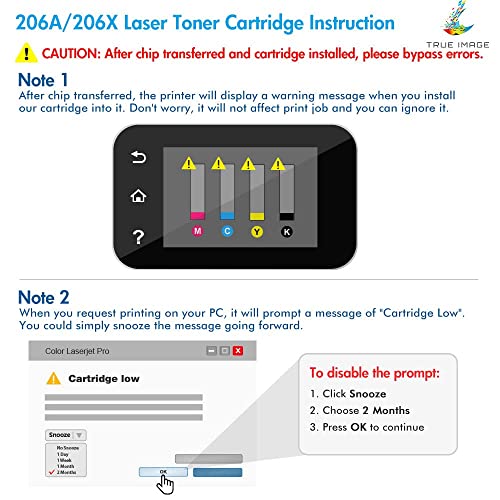 TRUE IMAGE Compatible Toner Cartridge Replacement for HP 206A 206X W2110A W2110X Color Pro M255dw MFP M283fdw M283cdw M283 M255 Printer Toner (Black Cyan Yellow Magenta, 4-Pack)
