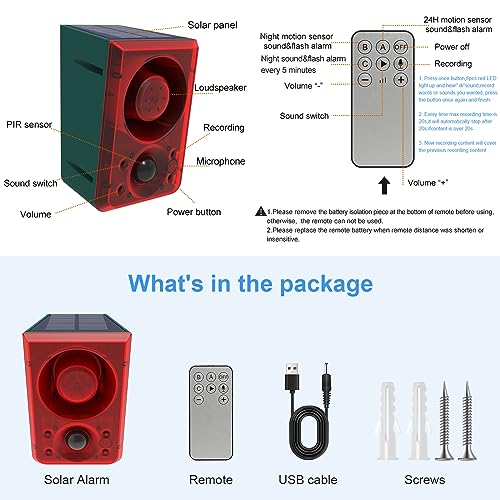 Chunhee SL16-2 Solar Outdoor Motion Sensor Alarm With Dog Barking Gunshot Sound thumb #6