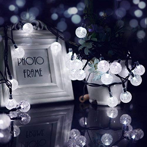 Binval Solar String Lights 30 Led Crystal Ball String Lights Waterproof Fairy Lighting for Home,Outdoor,Patio,Landscape,Holiday Decorations(2-Pack White)