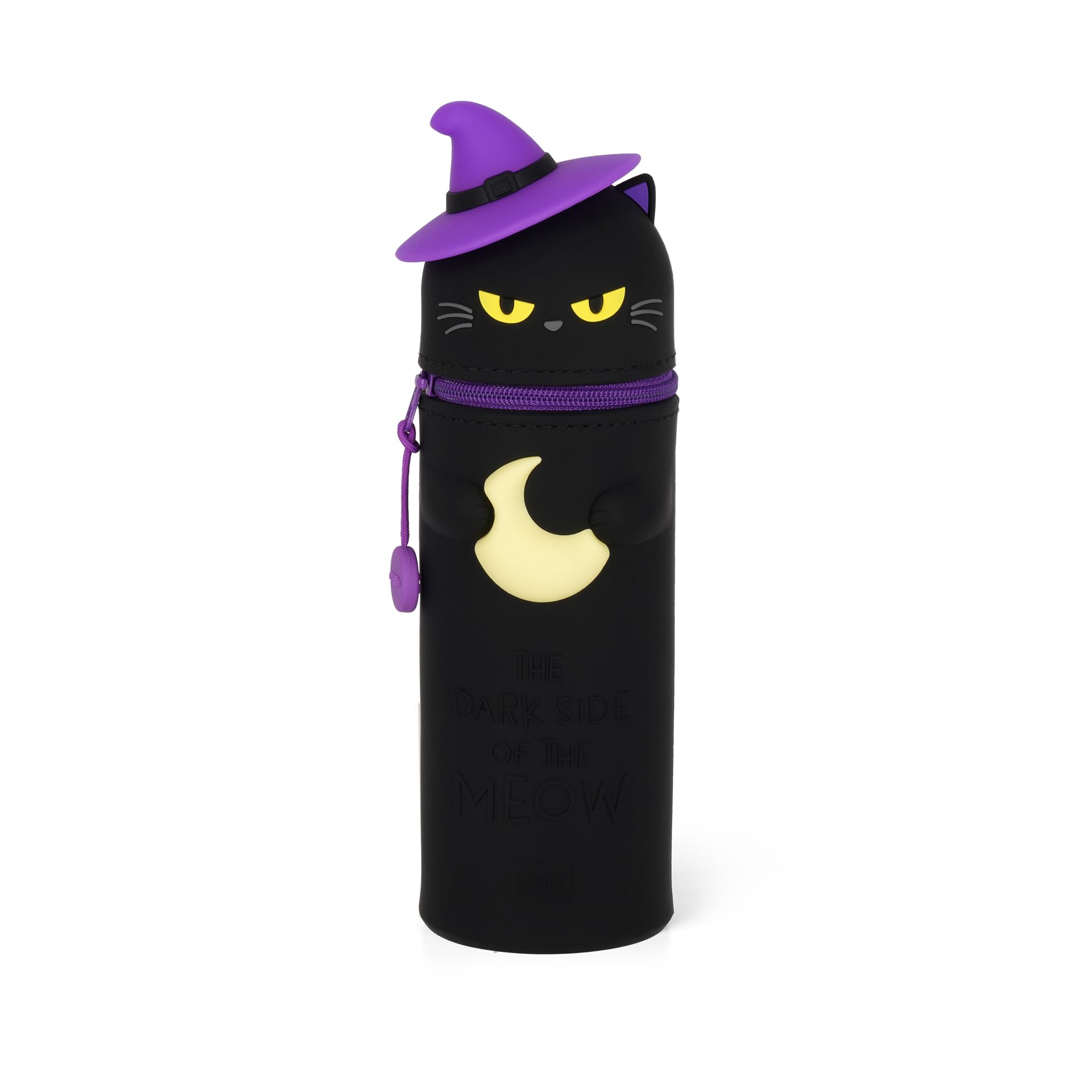 LEGAMI - Kawaii 2-in-1-Schultasche Halloween 2025 aus weichem Silikon, Black Kitty, Tisch-Stifthalter, Reißverschluss, Stifte, Buntstifte, Filzstifte, H 20 cm