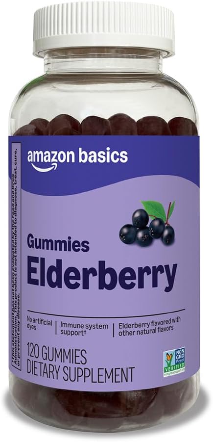 Amazon Basics Adult Elderberry 50 mg Gummy, 120 Count