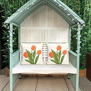 Pack of 2 Embroidered Decorative Throw Pillow Cover 18x18 Inch Farmhouse Floral Pillowcase for Living Room Sofa Bed (Orange Tulip) Pack of 2 Embroidered Decorative Throw Pillow Cover 18×18 Inch Farmhouse Floral Pillowcase for Living Room Sofa Bed Orange Tulip