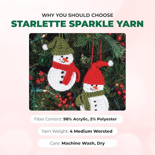 Image of Mary Maxim Starlette Sparkle Yarn, Medium Worsted Weight Green Yarn for Knitting and Crocheting, Acrylic Polyester Blend for Blankets, Clothing, and Decor, 196 Yards - Emerald Green